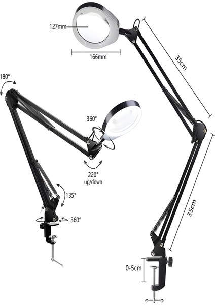Katlanabilir LED Masa Lambası | 3 Renk Modlu, Ayarlanabilir, Büyüteçli Güzellik ve Bakım Işığı fırsatları