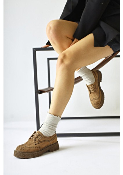 Rossy Vizon Süet Oval Burunlu Lazer Kesim Kadın Günlük Ayakkabı modelleri