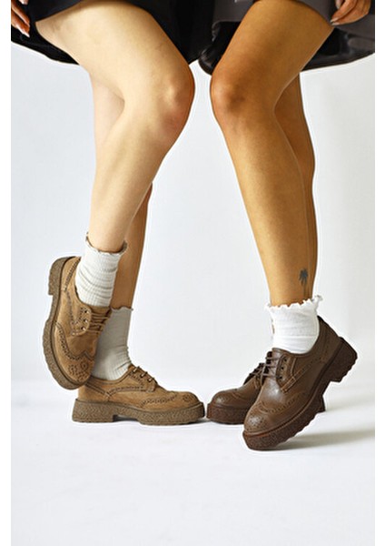 Rossy Vizon Süet Oval Burunlu Lazer Kesim Kadın Günlük Ayakkabı