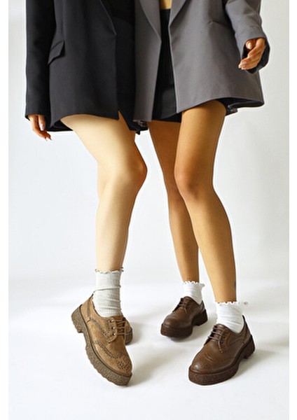 Rossy Vizon Süet Oval Burunlu Lazer Kesim Kadın Günlük Ayakkabı