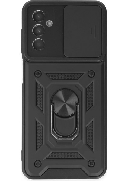 Samsung Galaxy M13 Kılıf Pars Lens Yüzüklü Silikon - Siyah (K95)