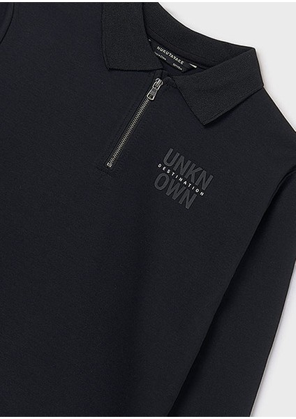 Siyah Erkek Çocuk Yakalı Fermuarlı Sweatshirt 7408 modelleri