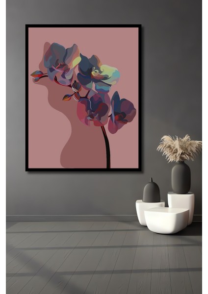 Pembe Orkide Yağlı Boya Görünümlü Ahşap Dekoratif Tablo Dikdörtgen Tablo fiyatları