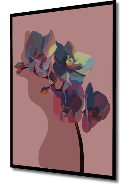 Pembe Orkide Yağlı Boya Görünümlü Ahşap Dekoratif Tablo Dikdörtgen Tablo indirimleri