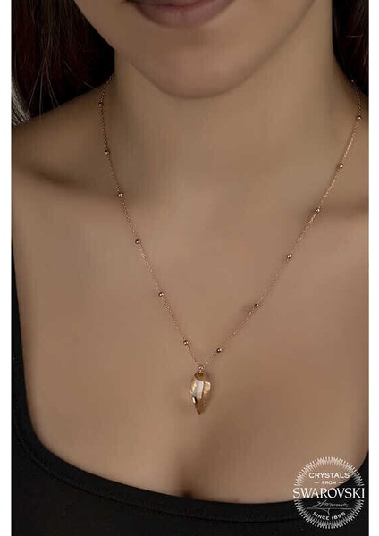 Ucarticaret Crystal Taşlı Rose Top Zincir Gümüş Kadın Kolye