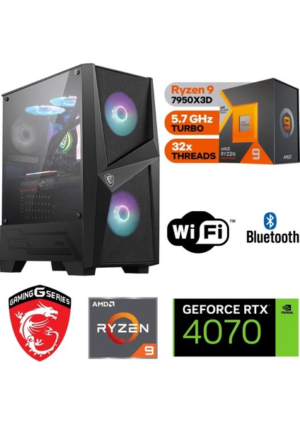 12GB Rtx 4070 – Gaming Pc Ddr5- Ryzen 9 7950X3D – 32 GB Ddr5 Ram – 1 Tb M.2 SSD -Sıvı Sogutmalı