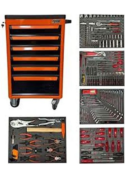 025-TA0024 285 Parça 6 Çekmeceli Dolu Takım Arabası