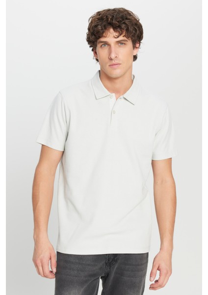 %100 Pamuk Slim Fit Dar Kesim Polo Yaka Jakarlı Triko Tişört