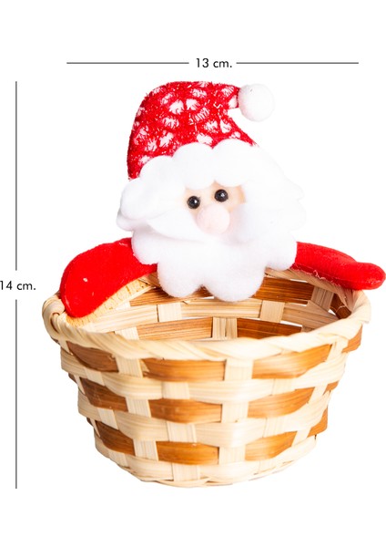 Yılbaşı Süsü Sepet Noel Baba Figürlü Kahverengi-Kırmızı 10X11 Cm. fırsatları