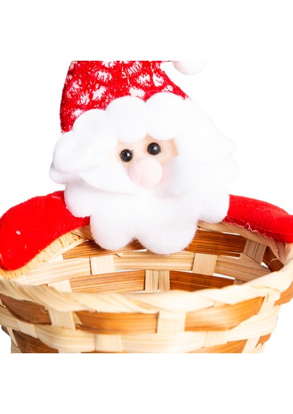 Yılbaşı Süsü Sepet Noel Baba Figürlü Kahverengi-Kırmızı 10X11 Cm. indirimleri