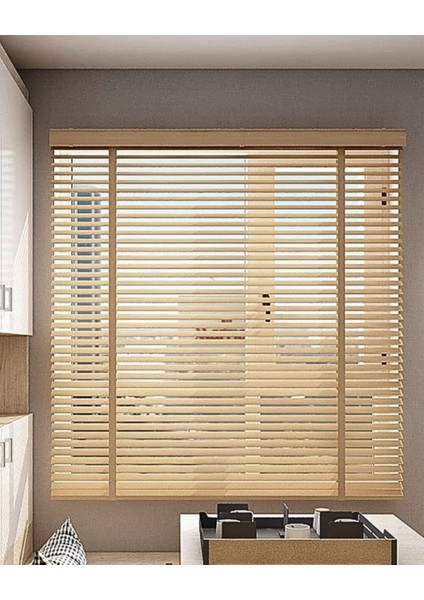 Wooden Blinds %100 Doğal Ahşap Jaluzi Perde 50MM, Alüminyum Kasalı Yüksek Kaliteli - Ahşap Naturel indirimleri
