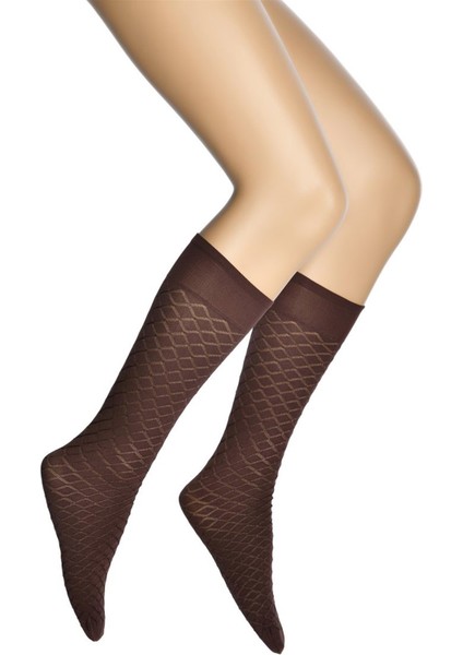 Zümrüt Desenli Mikro Dizaltı Kadın Çorap