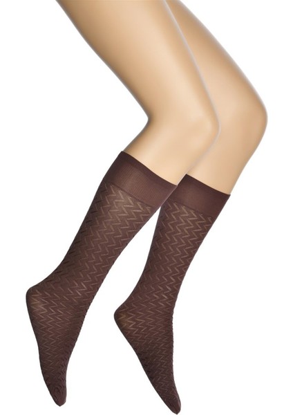 Irmak Desenli Mikro Dizaltı Kadın Çorap