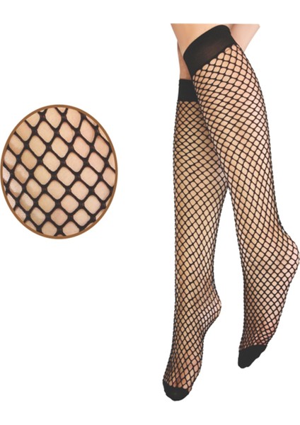 İri File Dizaltı Kadın Çorap