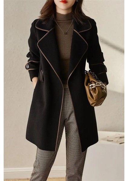 Kaşe Kadın Şık Yaka Kemerli Kaban fırsatları