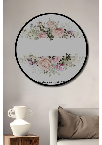 Romantik Gül Bahçesi Sulu Boya Görünümlü Dekoratif Ahşap Tablo Yuvarlak Tablo fiyatları