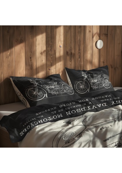 Vespa Ivory & Harley Davidson Model 28b Chalkboard Çift Taraflı Nevresim Takımı - 200 Cm X 220 Cm modelleri