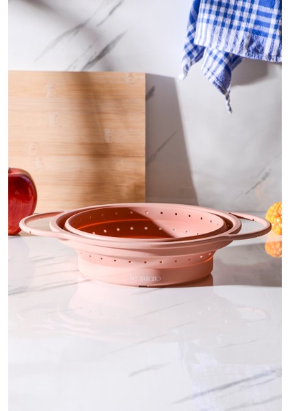 Flow Katlanabilir Isıya Dayanıklı Silikon Süzgeç 23 cm | Pembe modelleri