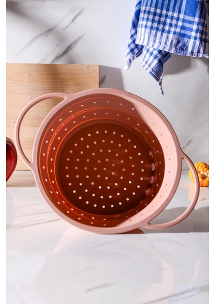 Flow Katlanabilir Isıya Dayanıklı Silikon Süzgeç 23 cm | Pembe fırsatları