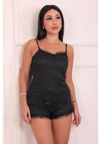 Kadın Minik Puantiye Desenli Ip Askılı Şortlu Pegasus Pijama Takımı modelleri