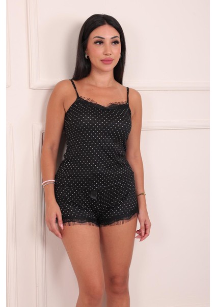 Kadın Minik Puantiye Desenli Ip Askılı Şortlu Pegasus Pijama Takımı fırsatları
