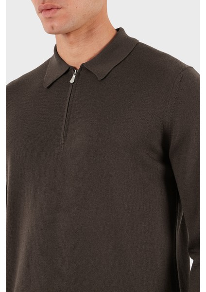 % 100 Yün Regular Fit Yarım Fermuarlı Polo Yaka Kazak Erkek Polo Yaka Kazak 55125 14290 177 indirimleri