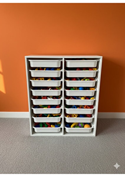 16 Çekmeceli Çok Amaçlı Oyuncak Dolabı ve Saklama Ünitesi – Çocuk Odası Düzenleyici Etiket Hediyeli