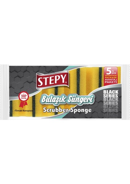 Steepy Black Oluklu Sunger 5'li 4 Adet