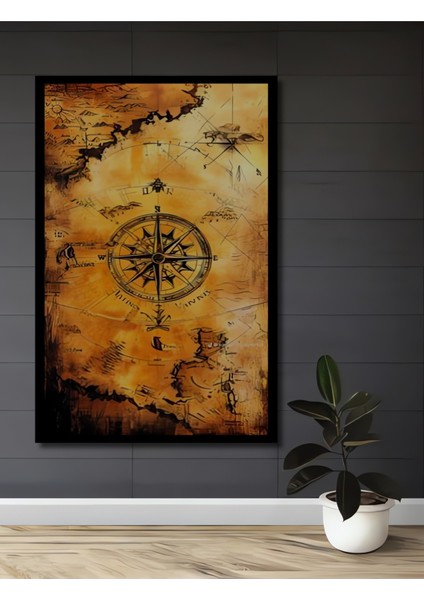 Antik Harita Gülzarı Pusula Sanat Ahşap Dekoratif Tablo Dikdörtgen Tablo fiyatları