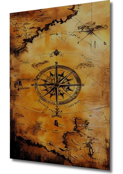 Antik Harita Gülzarı Pusula Sanat Ahşap Dekoratif Tablo Dikdörtgen Tablo modelleri