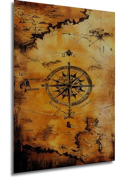 Antik Harita Gülzarı Pusula Sanat Ahşap Dekoratif Tablo Dikdörtgen Tablo fırsatları