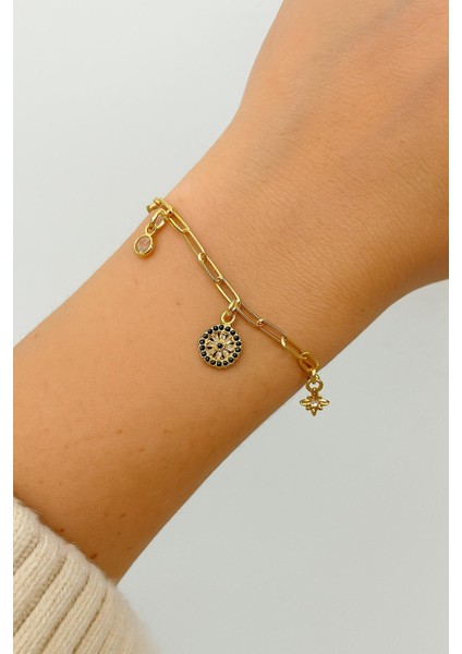 Şans Charmları Sallantılı Gold Bileklik