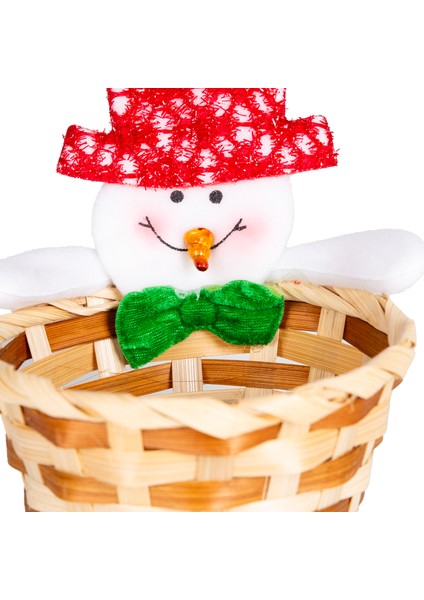 Yılbaşı Süsü Sepet Kardan Adam Figürlü Kahverengi-Kırmızı 10X11 Cm. fiyatları