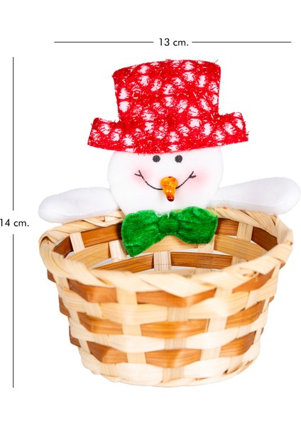 Yılbaşı Süsü Sepet Kardan Adam Figürlü Kahverengi-Kırmızı 10X11 Cm. fırsatları