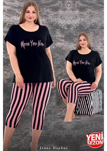Lady Büyük Beden Kısa Kollu Kapri Pijama Takımı modelleri