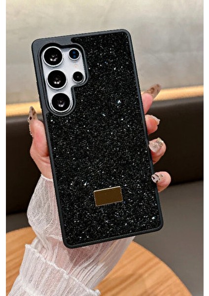 Samsung S24 Ultra Uyumlu – Elmas Tasarımlı, Siyahtaşlı, Işıltılı Pırlanta Silikon Kılıf