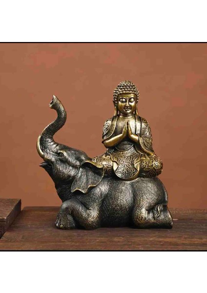 Fil Üzerinde Buda Biblo, Meditasyon Yapan Buddha Heykeli, Taş Döküm