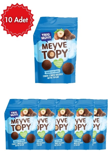 Fındık Ezmesi Dolgulu Çikolata Kaplı Meyve Topları 10 Adet (10'lu Kutu)