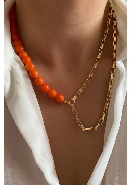 Truncu Cam Boncuk Gold Zincir Kolye modelleri