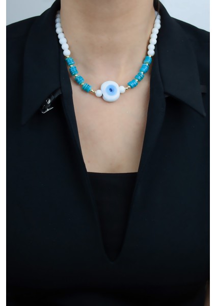 Nazar Boncuklu Oniks Doğaltaş Kolye