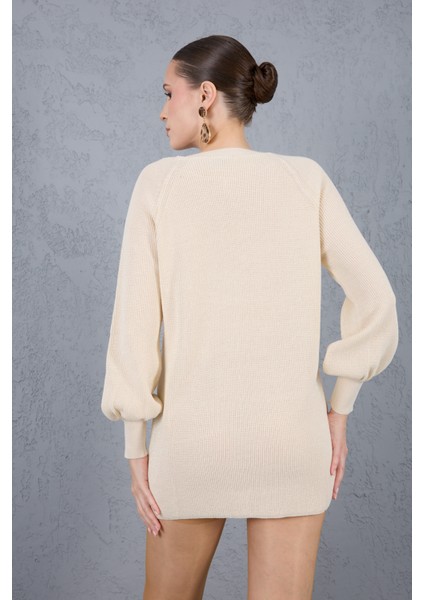 Reglan Balon Kollu Bisiklet Yaka Simli Triko Kazak indirimleri