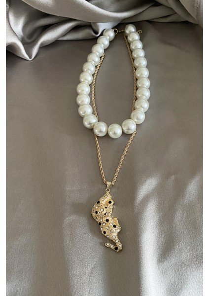 Çift Sıralı Kaplan Uçlu Cam Inci Kolye fiyatları