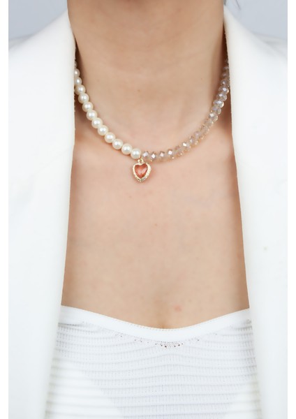 Inci Kristal Kalp Uçlu Kolye modelleri