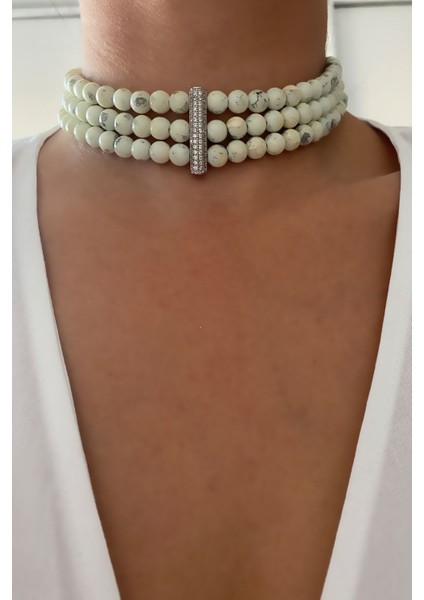 Üç Sıralı Cam Boncuk Choker Tasma Kolye fiyatları