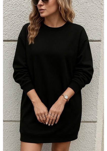 Kadın Uzun Kollu Bisiklet Yaka Iki Iplik Elbise fiyatları