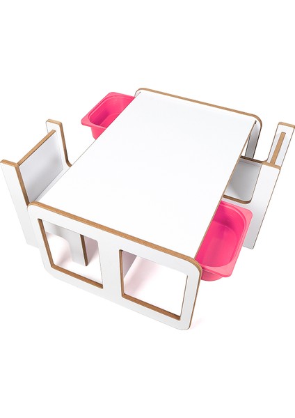 2 Kişilik Çekmeceli Oyun, Aktivite, Etkinlik Masası, Beyaz-Pembe, 18MM Mdf fiyatları