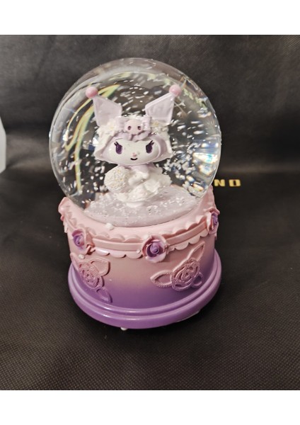 Kuromi Figürlü Büyük Boy Işıklı Sesli Kar Küresi Lila