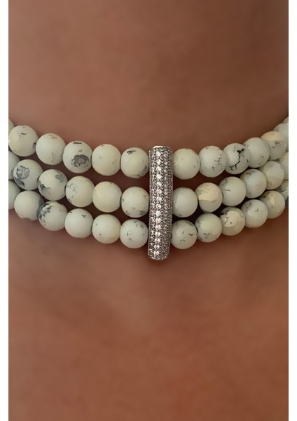 Üç Sıralı Cam Boncuk Choker Tasma Kolye fırsatları