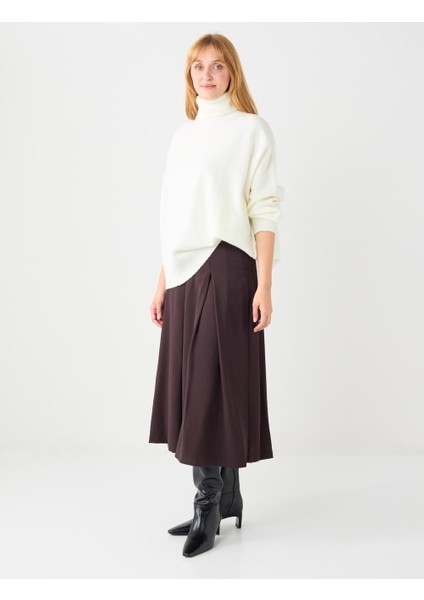 Acı Kahve Rahat Kesim Normal Bel Midi Dokuma Etek fiyatları