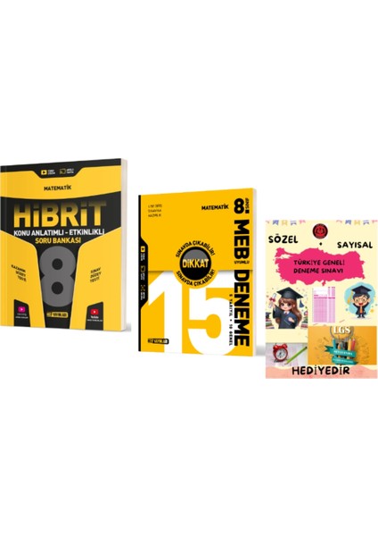 8. Sınıf Hibrit Matematik Soru Bankası- Matematik 15LI Deneme ve Hediye